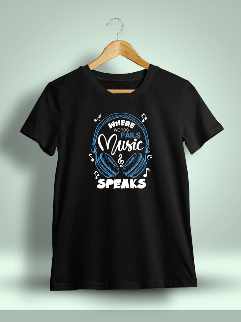 Where Words Fails Music Speaks T-Shirt For Men - Half Sleeve