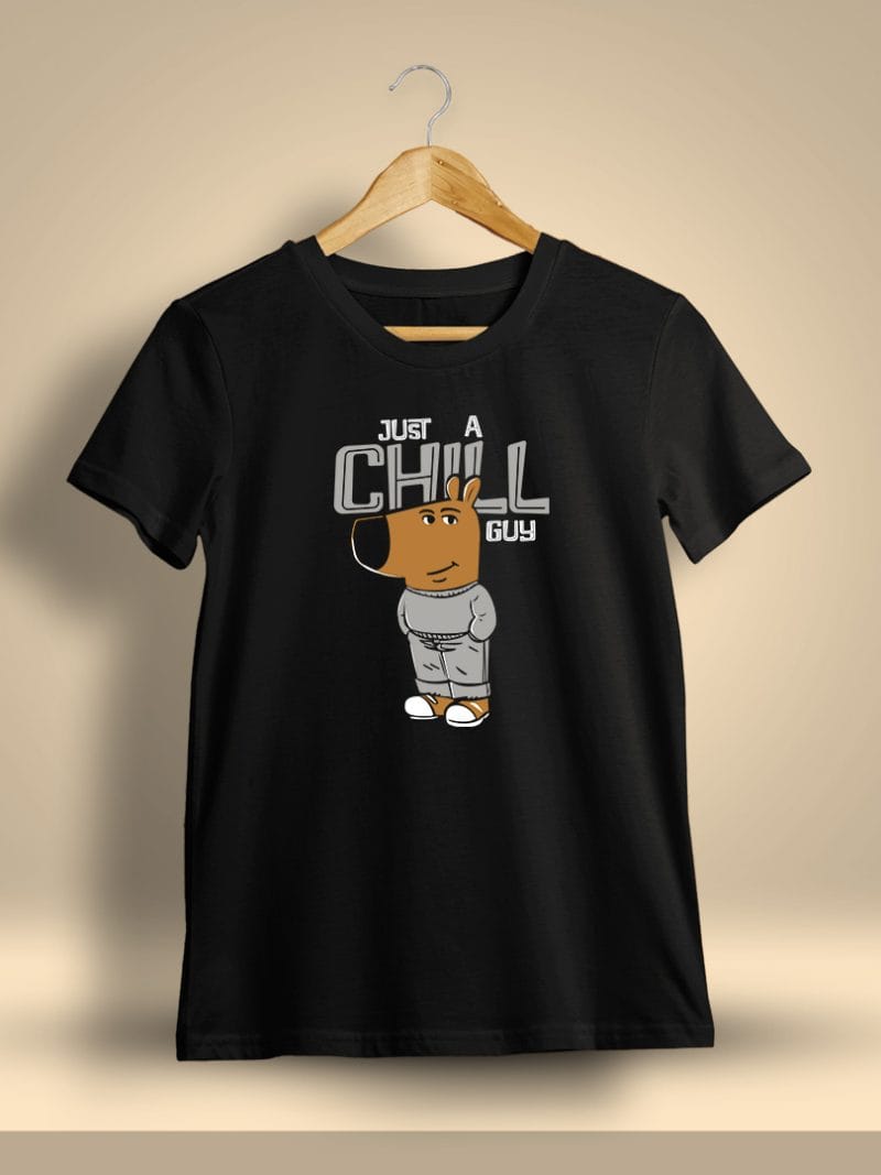 Just A Chill Guy Black Printed T-Shirt For Men - Half Sleeve