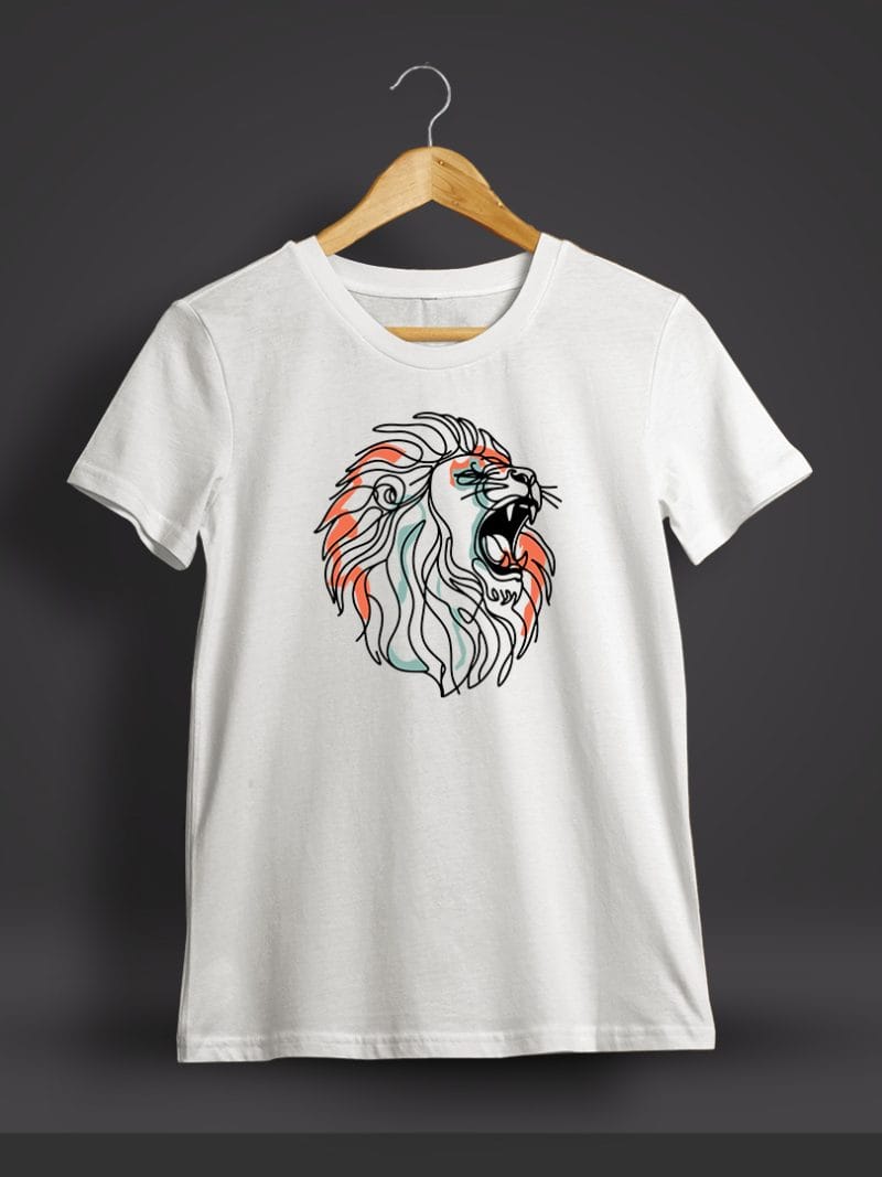 Lion Graphic Printed T-Shirt For Men - Half Sleeve