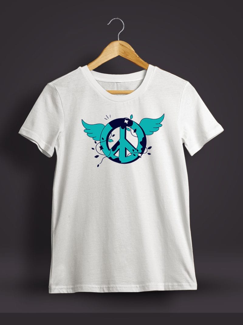 Peace Graphic Printed T-Shirt For Men - Half Sleeve
