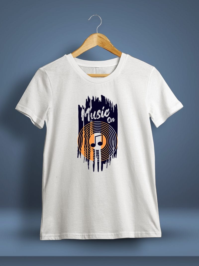 Music On Graphic Printed T-Shirt For Men - Half Sleeve