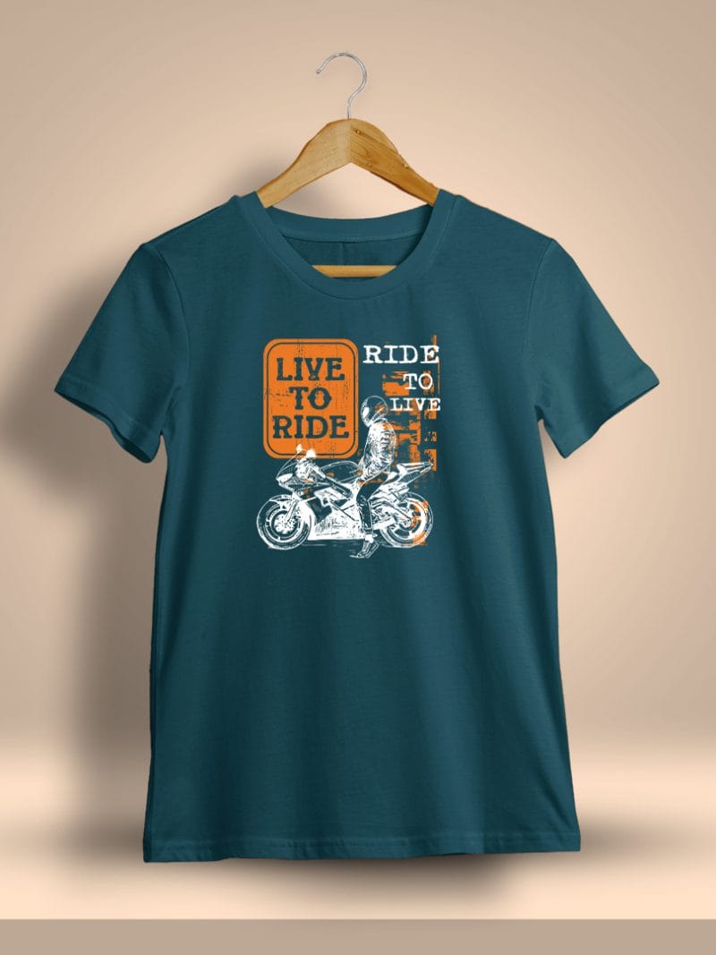 Live To Ride, Ride To Live Printed T-Shirt For Men - Half sleeve